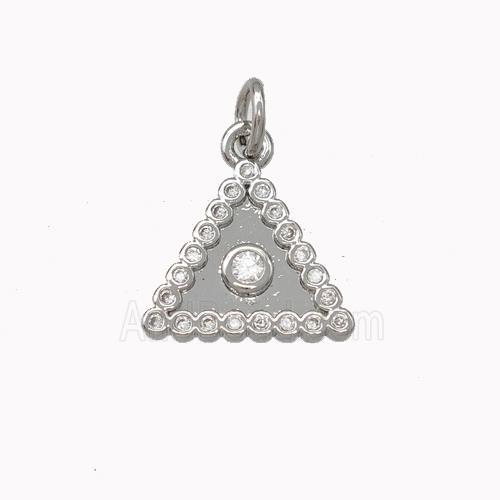 Copper Triangle Pendant Micro Pave Zirconia Platinum Plated