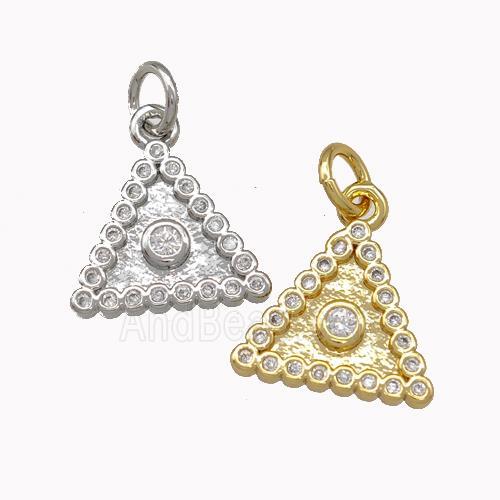 Copper Triangle Pendant Micro Pave Zirconia Mixed