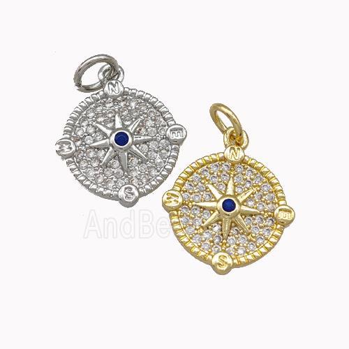 Copper Star Pendant Micro Pave Zirconia Coin Mixed