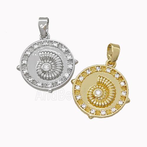 Conch Shell Charms Copper Nautilus Pendant Micro Pave Zirconia Mixed