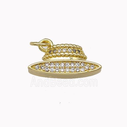 Copper Hat Charms Pendant Micro Pave Zirconia Gold Plated