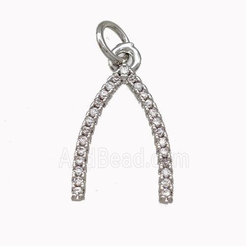 Copper Horseshoe Pendant Pave Zirconia Platinum Plated