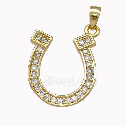 Copper Horseshoe Pendant Pave Zirconia Gold Plated