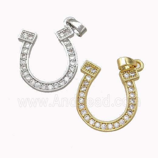 Copper Horseshoe Pendant Pave Zirconia Mixed