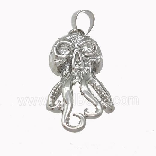 Octopus Charms Copper Pendant Platinum Plated
