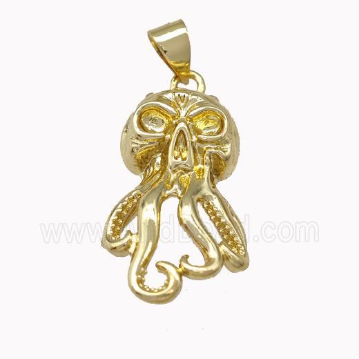 Octopus Charms Copper Pendant Gold Plated