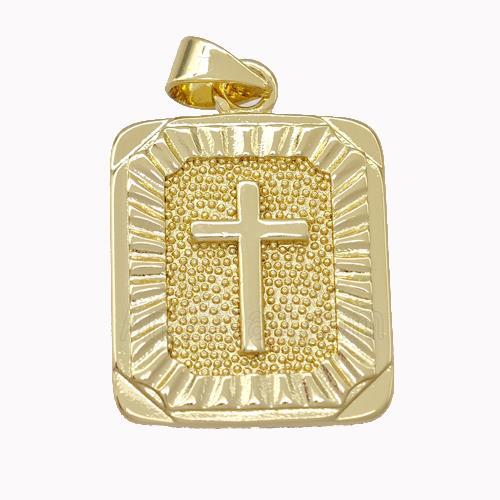 Copper Cross Pendant Rectangle Gold Plated