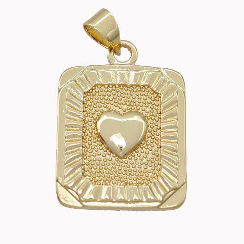 Copper Heart Pendant Rectangle Gold Plated