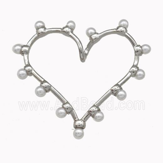 Copper Heart Pendant Pave Pearlized Resin Platinum Plated