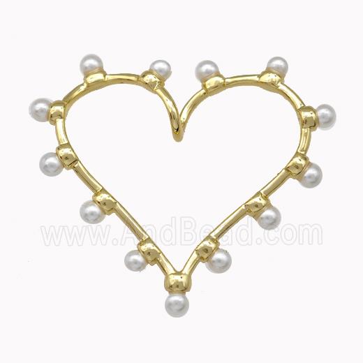 Copper Heart Pendant Pave Pearlized Resin Gold Plated