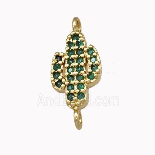 Copper Cactus Connector Pave Zirconia Gold Plated