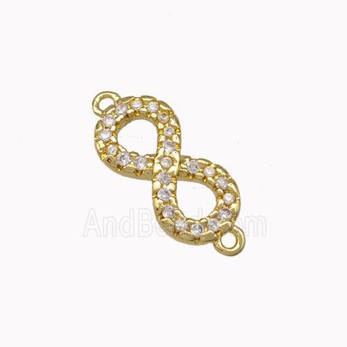 Copper Infinity Connector Micro Pave Zirconia Gold Plated