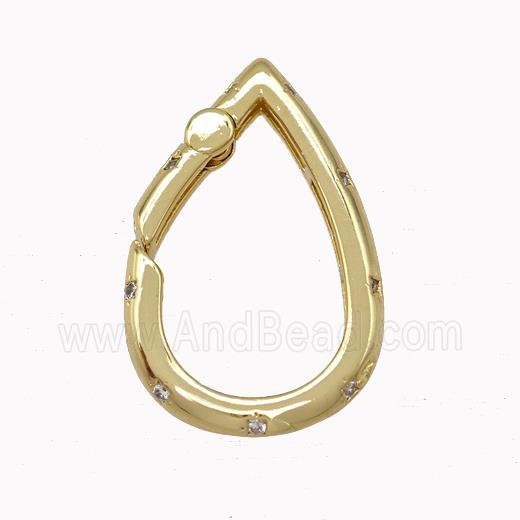 Copper Carabiner Clasp Micro Pave Zirconia Teardrop Gold Plated