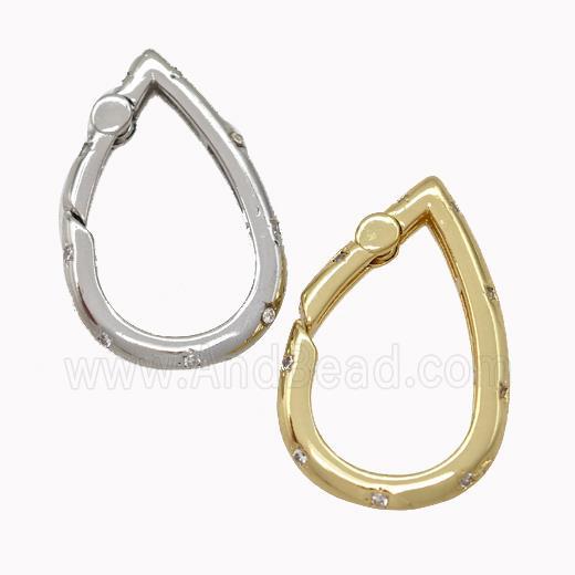 Copper Carabiner Clasp Micro Pave Zirconia Teardrop Mixed