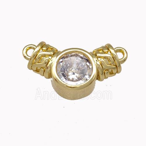 Copper Pendant Pave Zirconia Circle Gold Plated