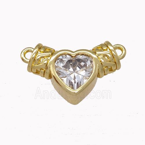 Copper Pendant Pave Zirconia Heart Gold Plated