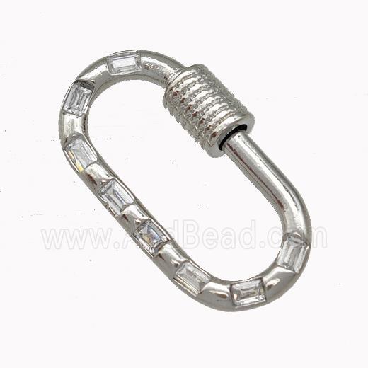 Copper Carabiner Clasp Micro Pave Zirconia Platinum Plated