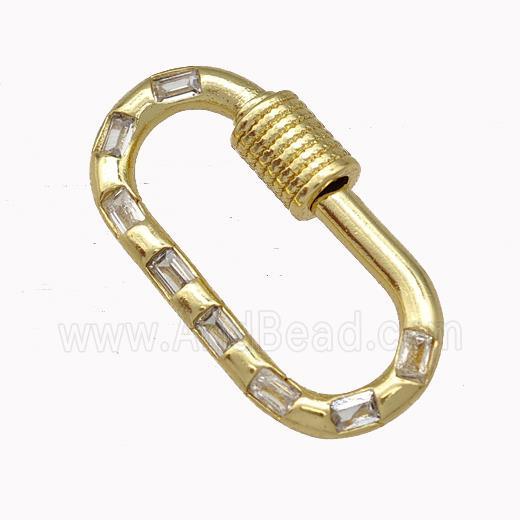 Copper Carabiner Clasp Micro Pave Zirconia Gold Plated