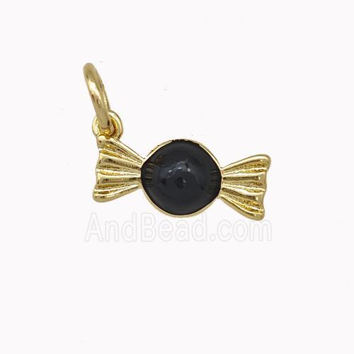 Candy Charms Copper Pendant Black Enamel Gold Plated