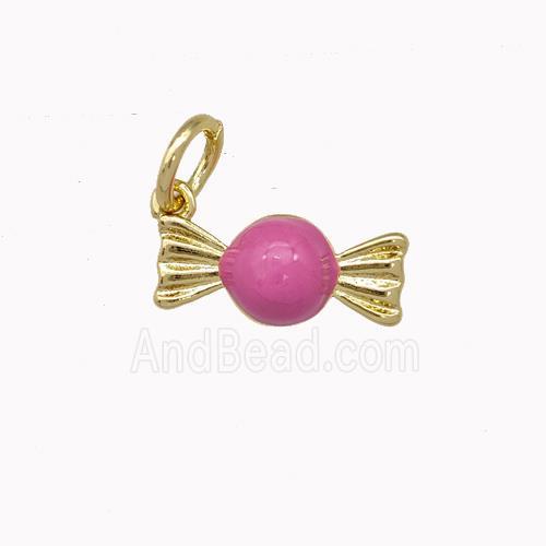 Candy Charms Copper Pendant Pink Enamel Gold Plated