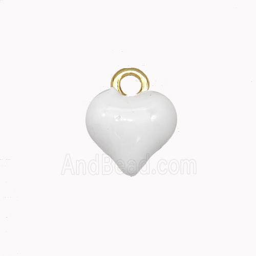 Copper Heart Pendant White Enamel Gold Plated