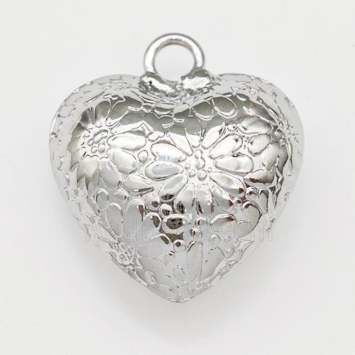 Copper Heart Pendant Hollow Flower Platinum Plated
