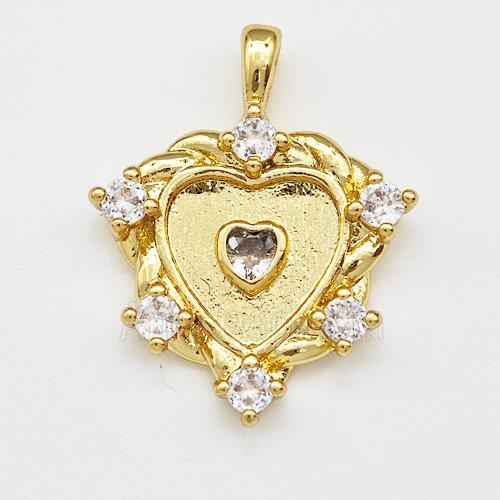 Copper Heart Pendant Micro Pave Zirconia Gold Plated