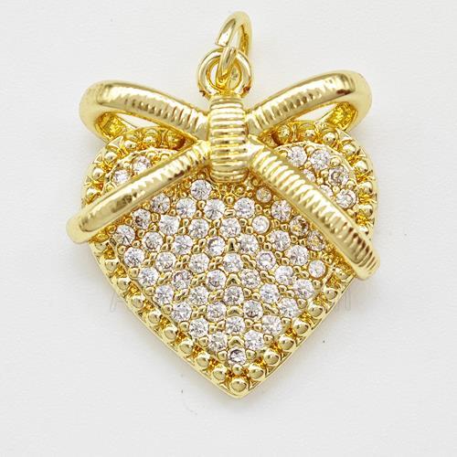 Copper Heart Pendant Micro Pave Zirconia Gold Plated