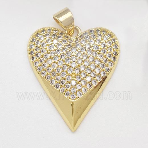 Copper Heart Pendant Micro Pave Zirconia Gold Plated