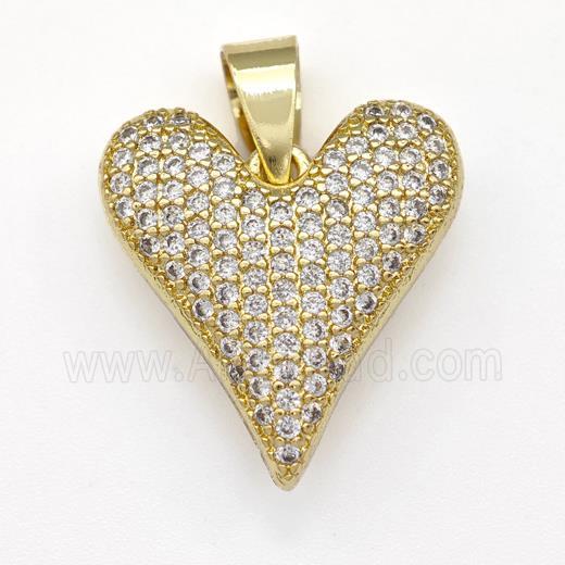 Copper Heart Pendant Micro Pave Zirconia Gold Plated