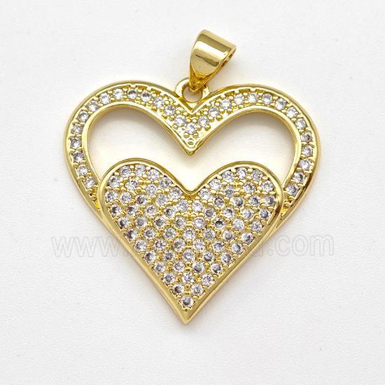 Copper Heart Pendant Micro Pave Zirconia Gold Plated