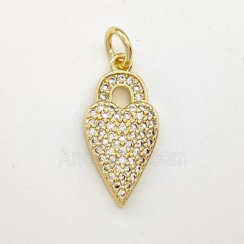 Copper Heart Pendant Micro Pave Zirconia Gold Plated