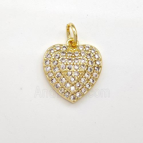 Copper Heart Pendant Micro Pave Zirconia Gold Plated