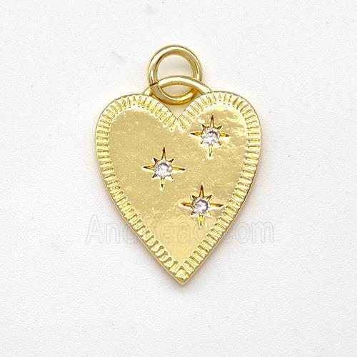 Copper Heart Pendant Micro Pave Zirconia Gold Plated