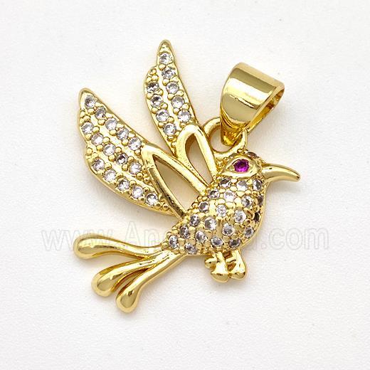 Copper Birds Pendant Micro Pave Zirconia Gold Plated