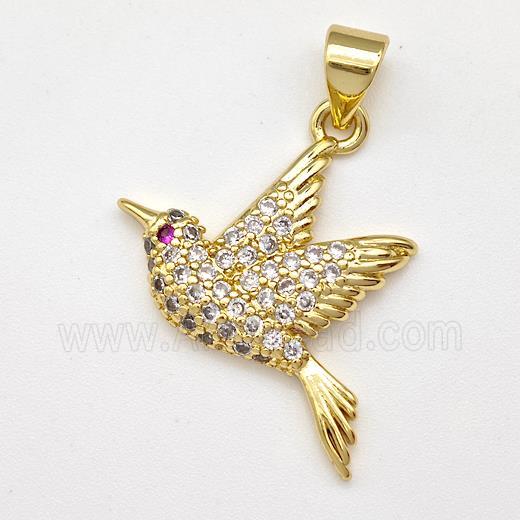 Copper Birds Pendant Micro Pave Zirconia Gold Plated