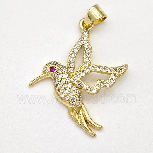 Copper Birds Pendant Micro Pave Zirconia Gold Plated