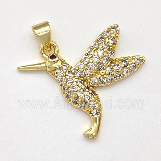 Copper Birds Pendant Micro Pave Zirconia Gold Plated
