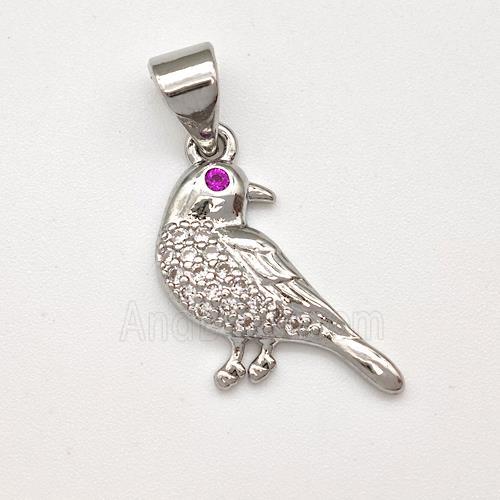 Copper Birds Pendant Micro Pave Zirconia Platinum Plated
