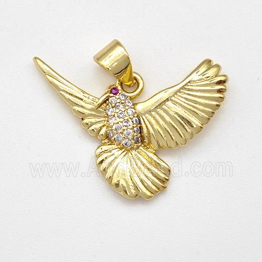 Copper Eagle Pendant Micro Pave Zirconia Bird Gold Plated