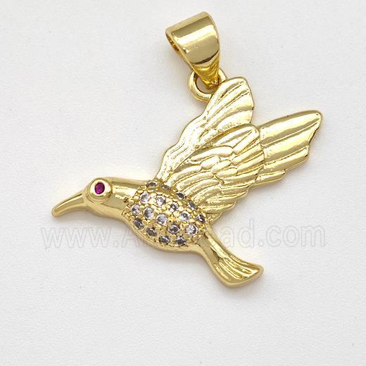 Copper Birds Pendant Micro Pave Zirconia Gold Plated
