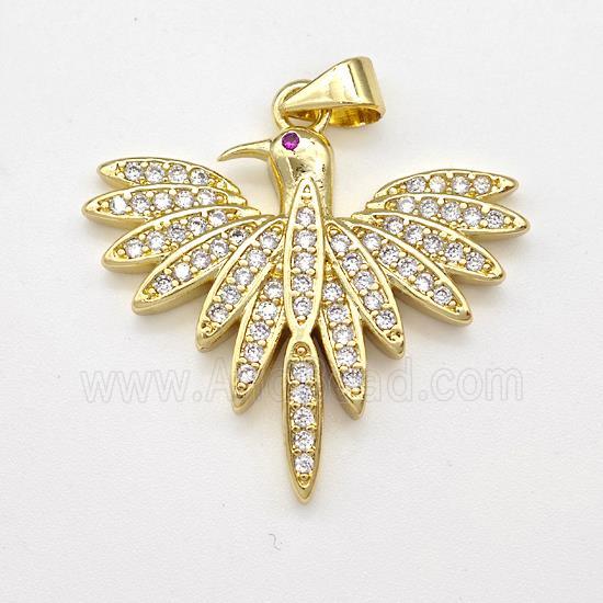 Copper Birds Pendant Micro Pave Zirconia Gold Plated