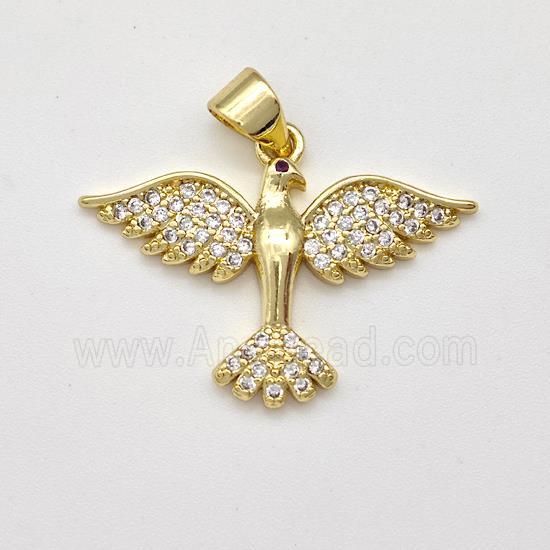 Copper Eagle Pendant Micro Pave Zirconia Bird Gold Plated