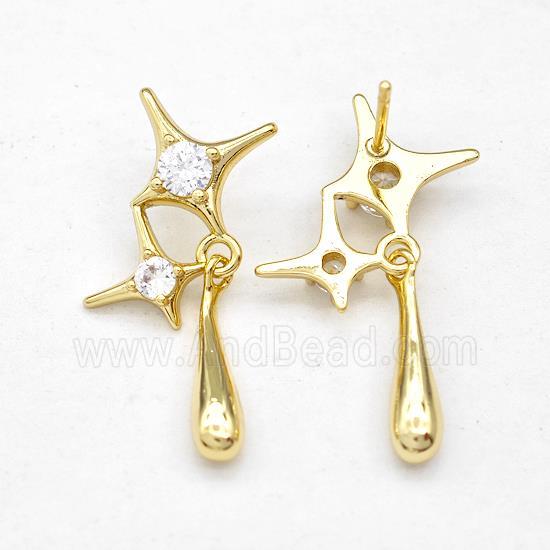 Copper Northstar Stud Earring Micro Pave Zirconia Gold Plated