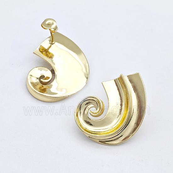 Copper Spiral Stud Earring Gold Plated
