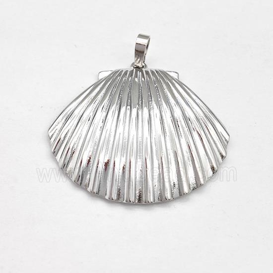 Copper Scallop Shell Pendant Platinum Plated