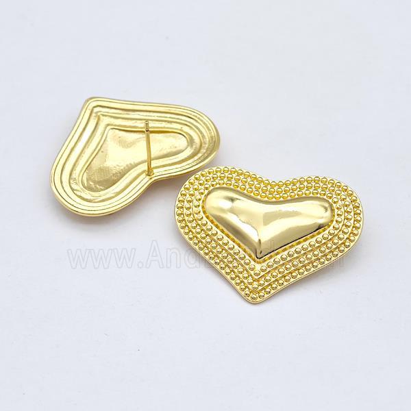 Copper Heart Stud Earrings Gold Plated