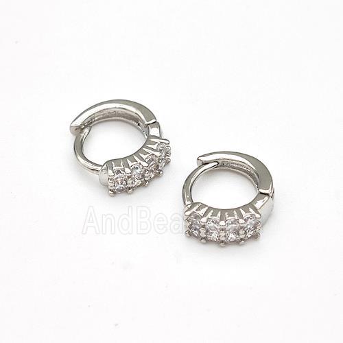 Copper Hoop Earrings Pave Zirconia Platinum Plated