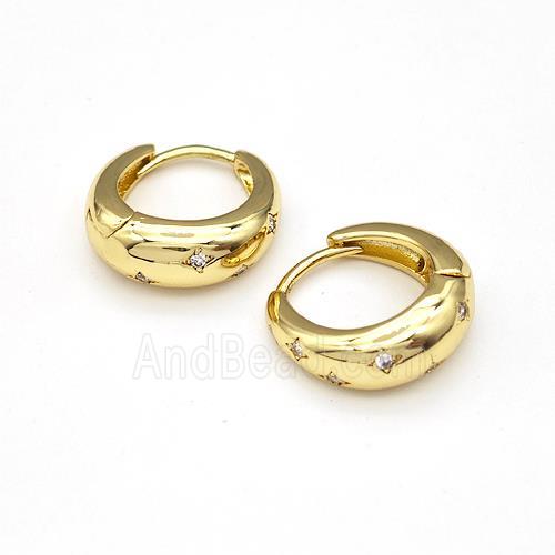 Copper Hoop Earrings Pave Zirconia Gold Plated