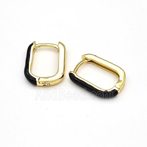 Copper Latchback Earrings Black Enamel Gold Plated
